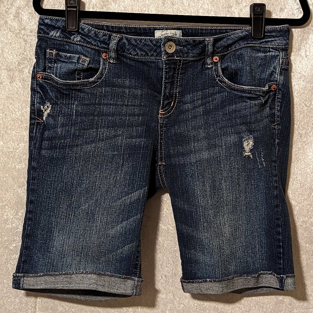 Aeropostale Dark Wash Bermuda Shorts with Rolled Cuff Size 11/12